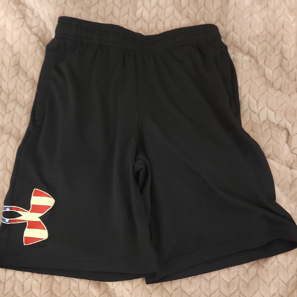 Under Armour Black Shorts with Red and Yellow Logo